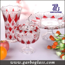 Verrerie en verre et verrerie Set &amp; Glass Candy Jar &amp; Glass Plate &amp; Glass Vase