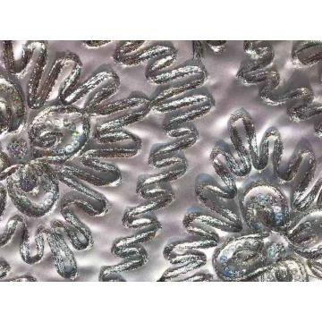 custom silver sequin tape embroidery TC fabric