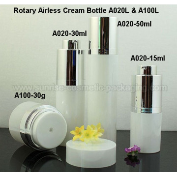 White Rotary cosmetic airless bottle & jar with 15ml,30ml,5