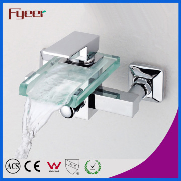 Fyeer Glass Auslauf Badezimmer Wasserfall Bad Wasserhahn Mixer mit Umstellung