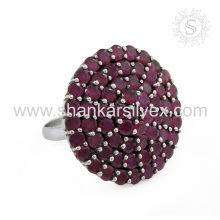 Popular Fashion Gemstone Jewelry Ruby Ring Handmade Indian Silver Jewelry Exporter