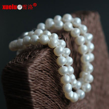 6-7mm doble redondo natural de agua dulce joyas pulsera de perlas (e150059)