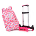 Girls Durable Outdoor School Bag Detachable Trolley Backpack