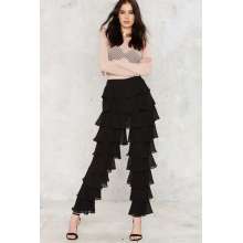 Ruffle redonda mujer pantalones de gasa