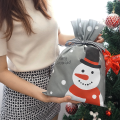 Grey Non-woven Snowman Christmas Drawstring Bags