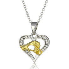 Atacado Chain Colar Pingente Coração Colar Amarelo Ouro jóias Diamante