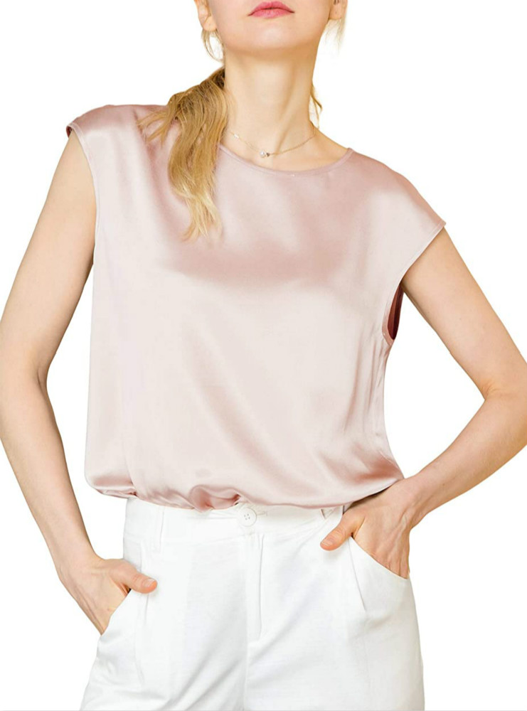 Light Beige Silk Tops