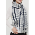 Elegant style striped checked warm winter woven scarf