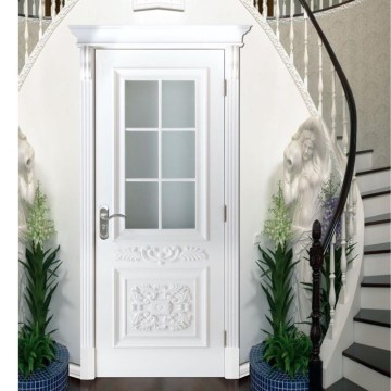 Белая деревянная стеклянная дверь для ванной