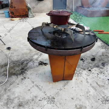 Wood burning Corten steel fire pit Bbq Grill