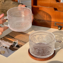 Tasse de boisson à tasse en verre en relief pour le petit déjeuner