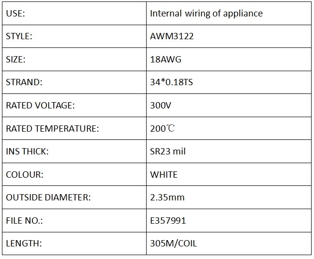 Silicone braid wire UL3122 18 Silicone braid wire UL3122 18
