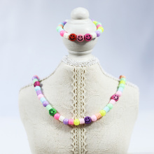 Ensemble de collier de bracelet à perles en plastique cylindrique 6x4cm