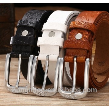 hot fit everywhere women's knurling leather belt with diamond pin buckle