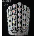 Women Color Diamond Bridal Crown Tall Tiara