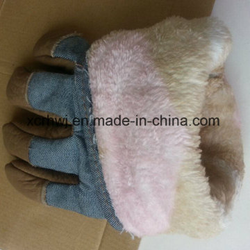 Winter Work Glove, Leather Winter Working Glove, Cow Grain Leather Fleecy Lined Winter Warm Working Glove
