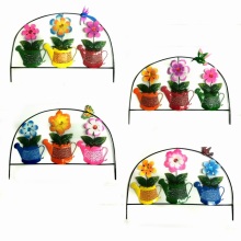 Metal Outdoor Decoration Bright Colored Fence with Cloth Flower