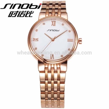 Shinobi Brand Fashion Luxury Watch Women Gold Plated Stainless Steel Case Back ladies watches For Couples