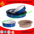 24*6cm Carbon Steel Kitchenware Enamel Round Tray