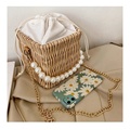 2021 pearl decoration metal bucket straw bag