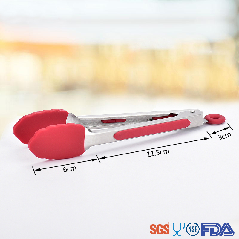 Stainless steel handles silicone tongs