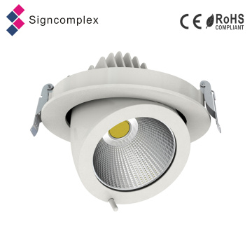 100lm/W CRI80 CRI90 20W 30W 40W Gimble COB LED Downlight with 130mm Cut out