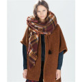 Women Large Stylish Warm Plaid Blanket Scarf Gorgeous Wrap Shawl (80016-1)