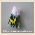 children jacquard pattern fleecing lined mittens with cuff