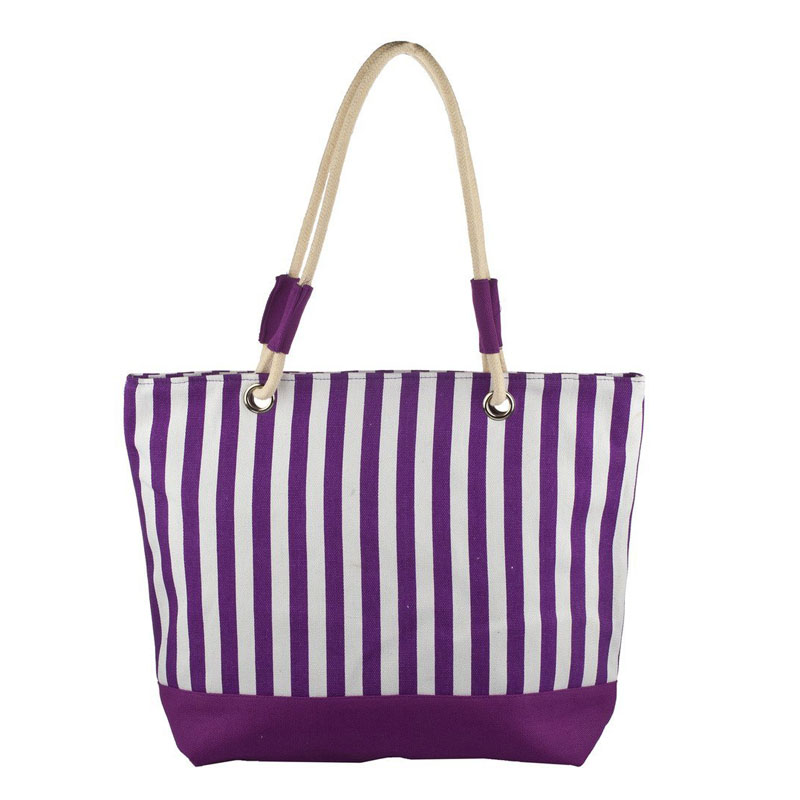 Purple Stripes Beach Bag