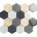 Flower Pattern Hexagon Glass Mosaic