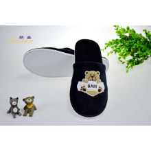 Black Cotton Velour Slipper Hotel Velvet Slipper