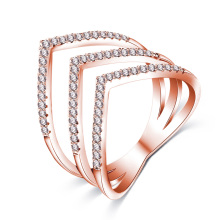 Neueste Gold Multilayer V geformte Frauen Finger Ring Schmuck (CRI1034)