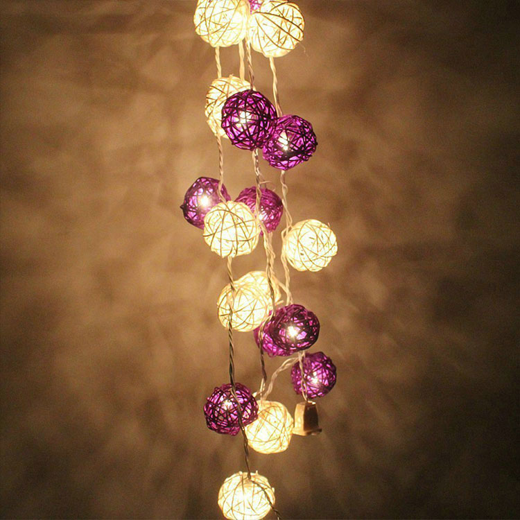 rattan ball indoor led string light