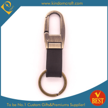 Factory Price Customized Antique Gold Finished Leather Key Chain with High Quality