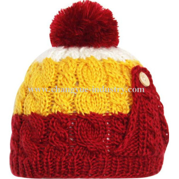 Chunky knitted bobble beanie hat for men and women