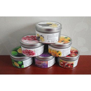 scented soy private label candles in tin container