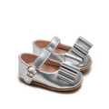 Patentleder Silber Mädchen Baby Kleid Schuhe