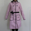 Pink sólido capuz impermeável PU Raincoat