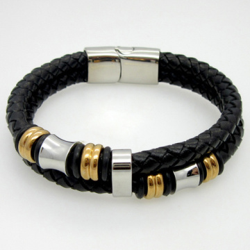 Klassische Double-Layer-handgearbeiteter gewebte Mann Armbänder Fashion neue Magnet Verschluss gut Stahl Armband