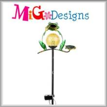 OEM Metal and Glass Frog Shaped Solar Lights Stake