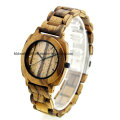 Relógio de madeira para homens Mulher Zebrawood Analog Wood Watch