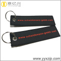 Promotional design keychain embroidered logo tag keyring