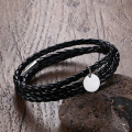 Mens braided leather medical alert bracelet