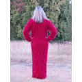 OEM Hand Knit Cable Cardigan Sweater Dress with Hood