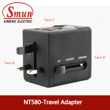 Universal Travel Plug Adapter com USB0.5A 2.1A CE RoHS Garantia de 1 ano