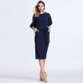 Half Sleeve Round Collar Neck Slim Peplum Pencil Elegant Dress