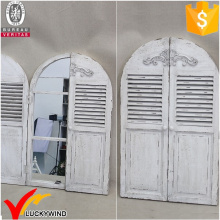 Decorativo Estilo Vintage Arched Obturador Janela Espelho De Madeira