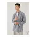 Men's spring collar vertical striped long sleeve shirt