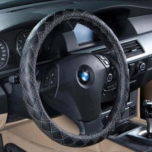 Car Steering Wheel Cover Ecological Leather-Silver