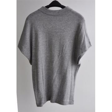 Grey Marl Short Sleeve Loose Knit Womens Pullover Sweater